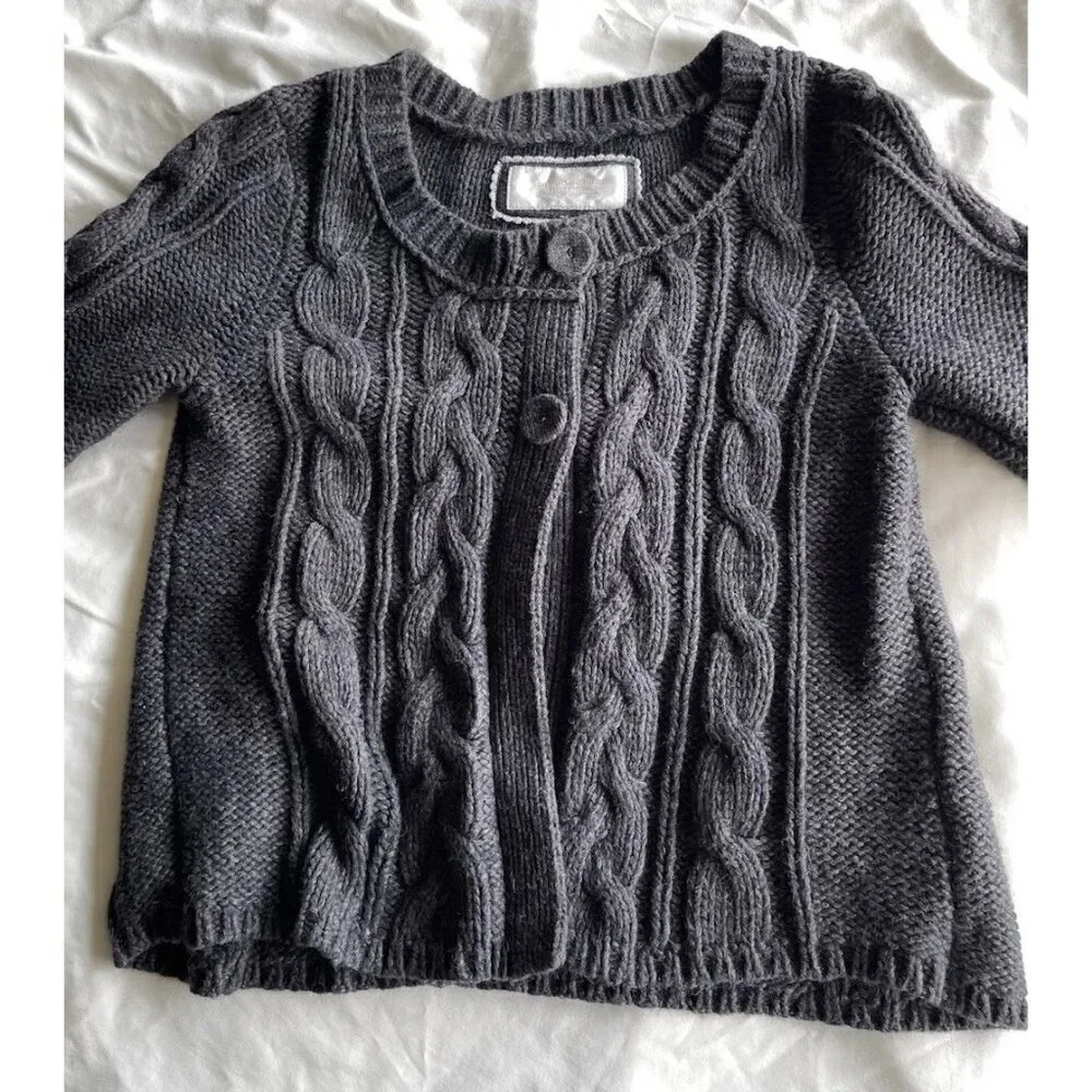 Vintage American Eagle Women’s sz Medium Cropped Pullover Gray Knitted Sweater
